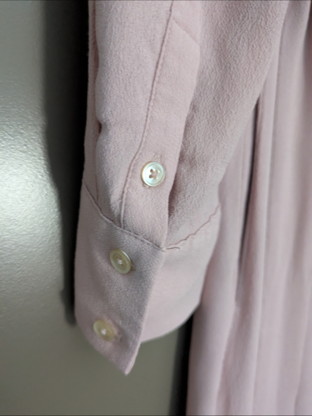 Wilfred Blush Pink Button Front Midi Dress Size Medium Long Sleeve Shirt Dress - Picture 4 of 11